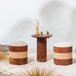 Il Giardino di Legno Ottomans & Poufs<Grissini Round wood Outdoor pouf