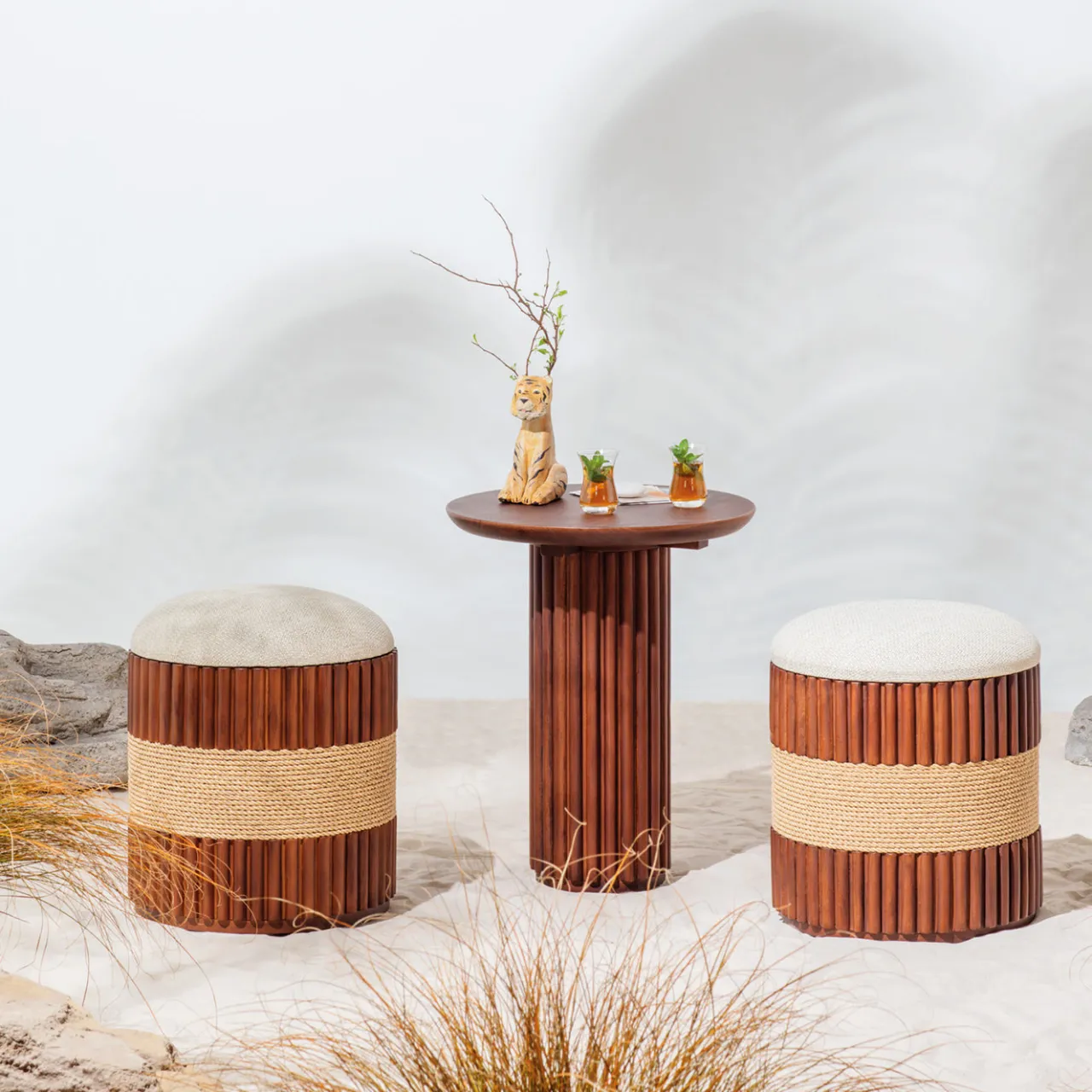 Il Giardino di Legno Ottomans & Poufs<Grissini Round wood Outdoor pouf
