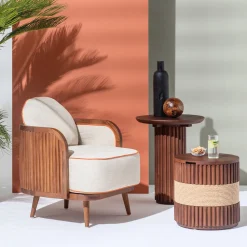 Il Giardino di Legno Outdoor Coffee Tables<Grissini Tall Round Wood outdoor Side Table