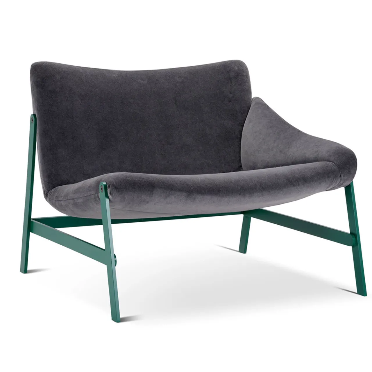 Adrenalina Lounge Chairs<Hammock Dark-Gray Velvet & Green Lounge Chair by Debonademeo Studio