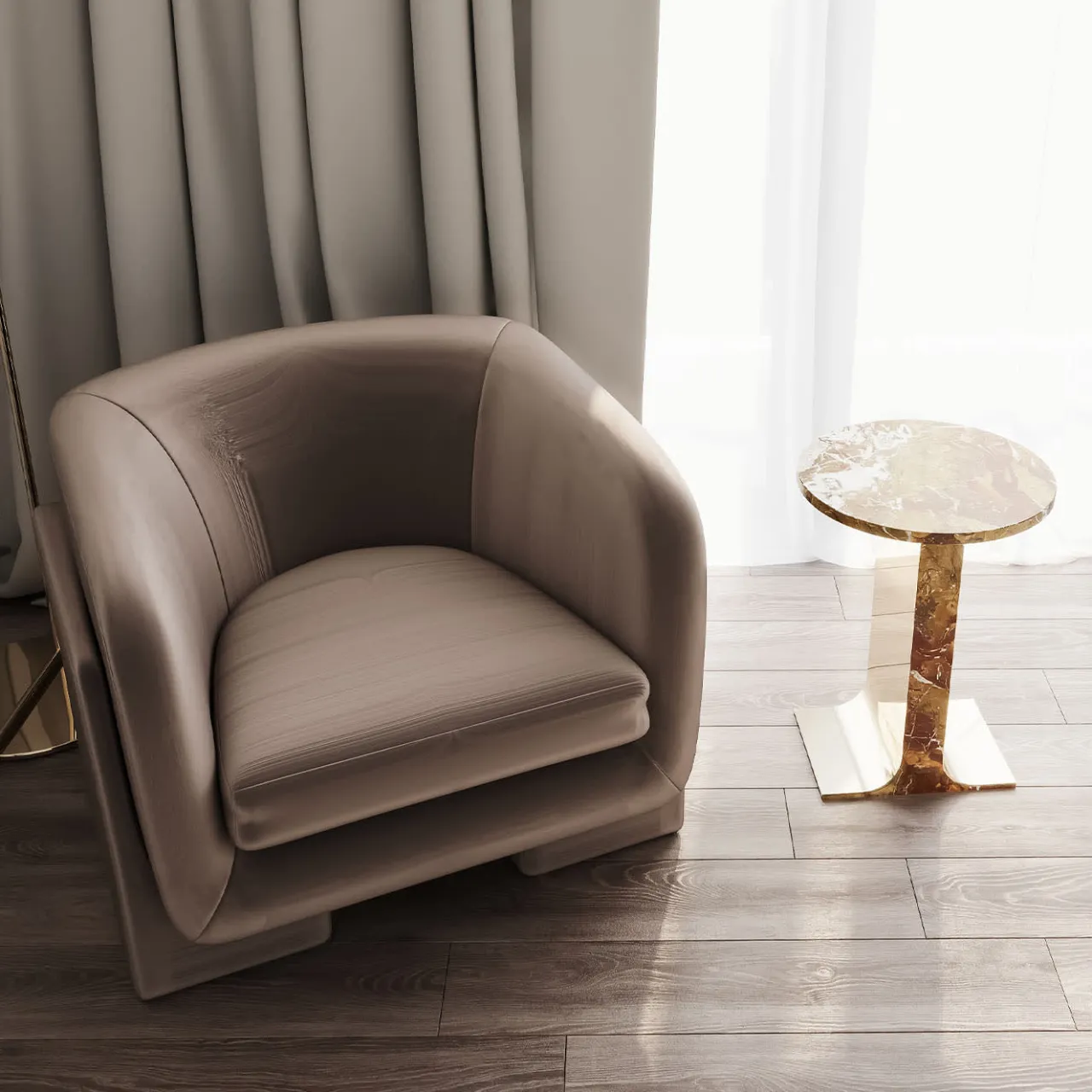 L'Eccesso Side Tables<Hani Orange Marble With Gold Finish Metal Structure Side Table