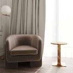 L'Eccesso Side Tables<Hani Orange Marble With Gold Finish Metal Structure Side Table