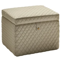 Bedding Atelier Ottomans & Poufs<Harlem Beige Leather Storage Pouf