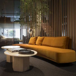 Villevenete Sofas<Harlem Curved Orange fabric with Cushions Sofa