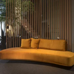 Villevenete Sofas<Harlem Curved Orange fabric with Cushions Sofa