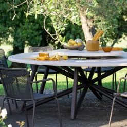 Veltha Outdoor Stone Design Outdoor Dining Tables<Hermu 180 beige travertino stone outdoor dining table