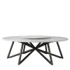 Veltha Outdoor Stone Design Outdoor Dining Tables<Hermu 230 gray peperino stone and brown steel Outdoor Dining Table