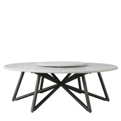 Veltha Outdoor Stone Design Outdoor Dining Tables<Hermu 230 gray peperino stone and brown steel Outdoor Dining Table