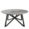 Veltha Outdoor Stone Design Outdoor Dining Tables<Hermu 150 Round Gray Peperino Stone and Brown Steel outdoor Dining Table