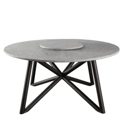 Veltha Outdoor Stone Design Outdoor Dining Tables<Hermu 150 Round Gray Peperino Stone and Brown Steel outdoor Dining Table