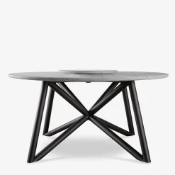 Veltha Outdoor Stone Design Outdoor Dining Tables<Hermu 150 Round Gray Peperino Stone and Brown Steel outdoor Dining Table
