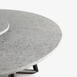 Veltha Outdoor Stone Design Outdoor Dining Tables<Hermu 150 Round Gray Peperino Stone and Brown Steel outdoor Dining Table