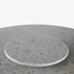 Veltha Outdoor Stone Design Outdoor Dining Tables<Hermu 150 Round Gray Peperino Stone and Brown Steel outdoor Dining Table
