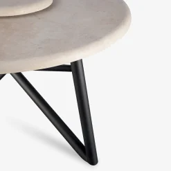 Veltha Outdoor Stone Design Outdoor Dining Tables<Hermu 150 Travertino Stone and Brown Steel Outdoor Dining Table