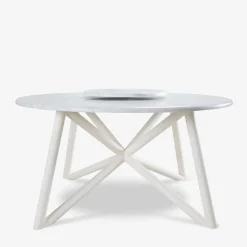 Veltha Outdoor Stone Design Outdoor Dining Tables<Hermu 150 white carrara marble and steel outdoor dining table