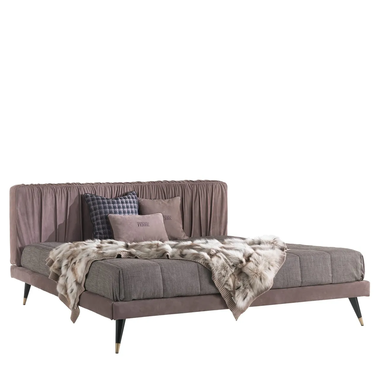 Gianfranco Ferré Home Beds<Highlander Mauve And Bordeaux Nabuk Leather Bed