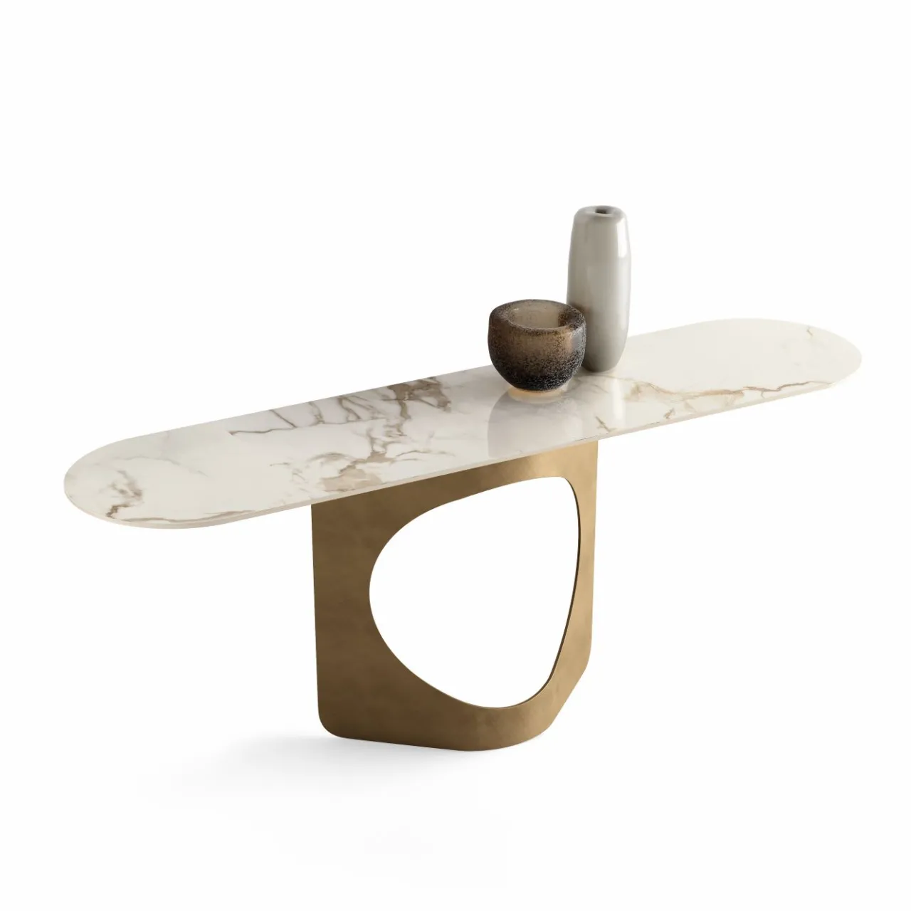 Modesign Consoles<Hole Marbled Stoneware & Bronzed Metal Console