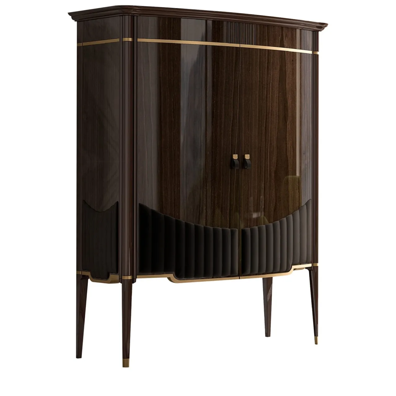Alberto & Mario Ghezzani Bar Cabinets<Hollywood Glossy Brown Bar Cabinet