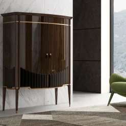 Alberto & Mario Ghezzani Bar Cabinets<Hollywood Glossy Brown Bar Cabinet