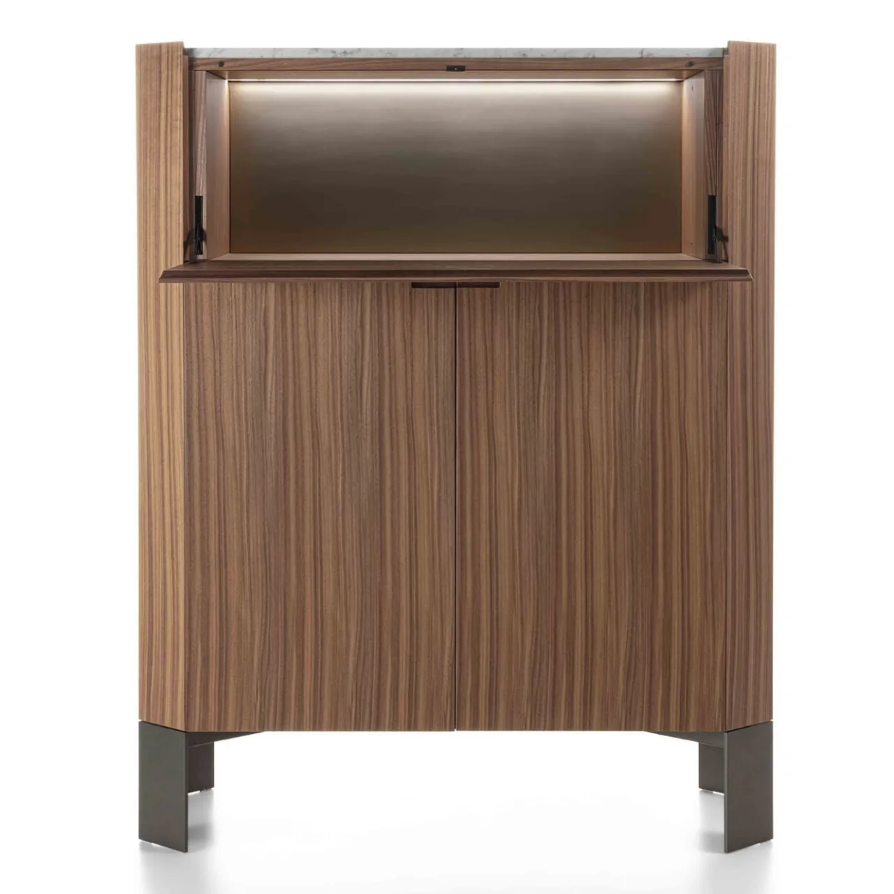 Durame Bar Cabinets<Honey 3-Door Canaletto & Carrara Bar Cabinet