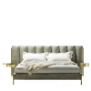 Black Tie Beds<Ibisco Channeled Sage-Green Fabric Double Bed