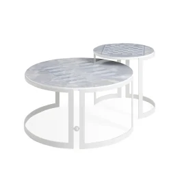 Versace Home Outdoor Coffee Tables<Iconic Round Chessboard Pattern Outdoor Side Table