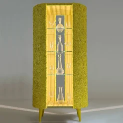 Cesare Ferrari Atelier Cabinets<Iconic Yellow Wood & Glass Open Cabinet