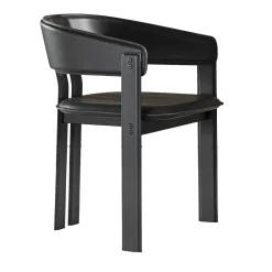Meroni & Colzani Chairs<Igea Arm Black Leather Chair