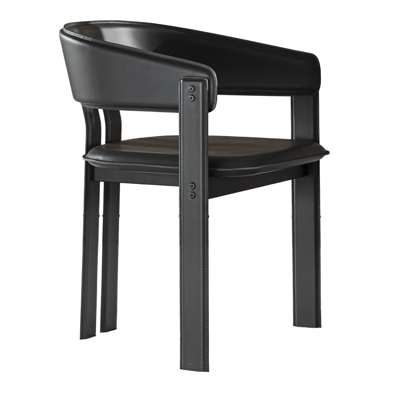 Meroni & Colzani Chairs<Igea Arm Black Leather Chair