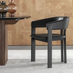 Meroni & Colzani Chairs<Igea Arm Black Leather Chair