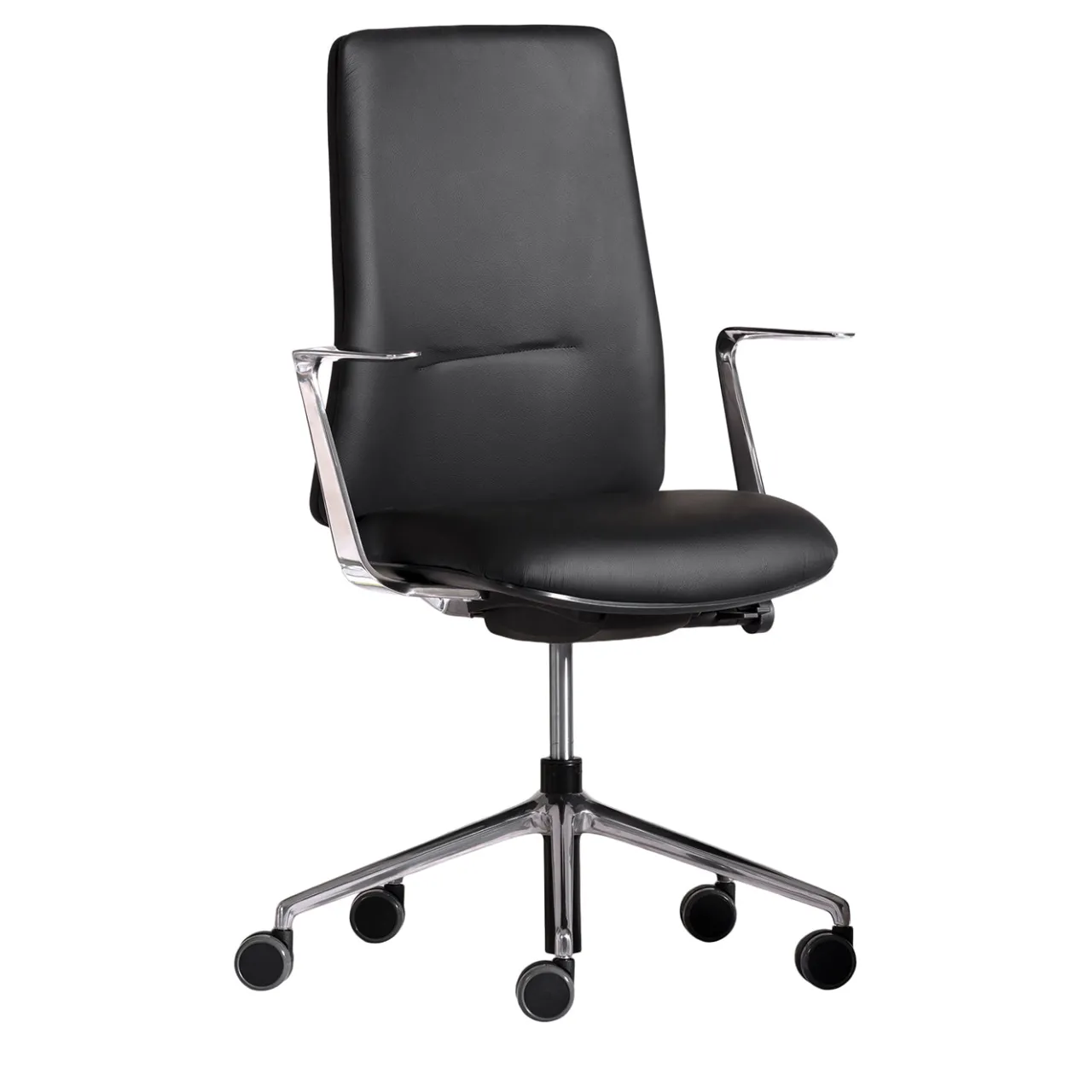 Real Piel Office Chairs<Ikon 1 Black Leather Swivel Office Chair