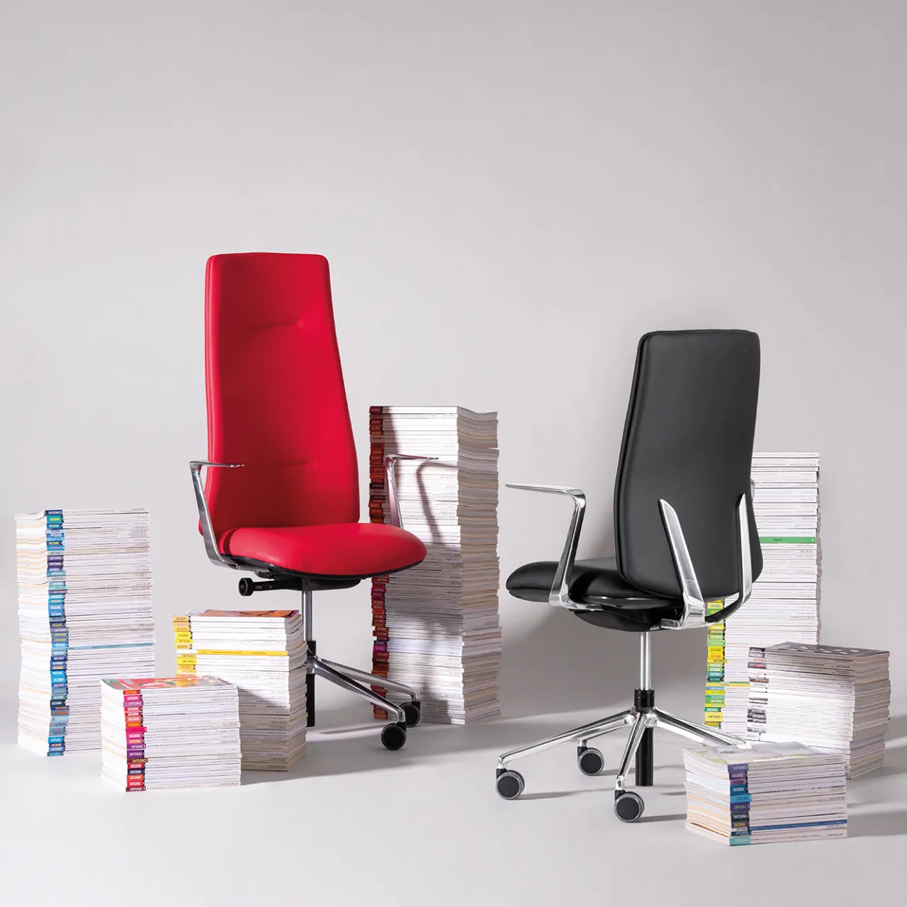 Real Piel Office Chairs<Ikon 1 Black Leather Swivel Office Chair