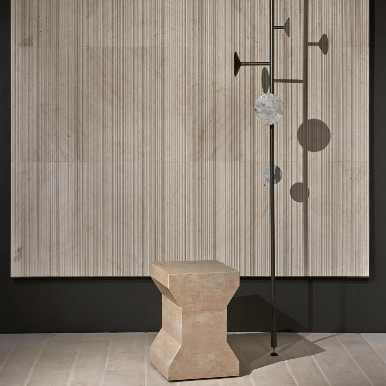 Salvatori Stools<Ikona Stool in Rosa Perlino Marble by Elisa Ossino