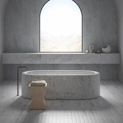 Salvatori Stools<Ikona Stool in Rosa Perlino Marble by Elisa Ossino
