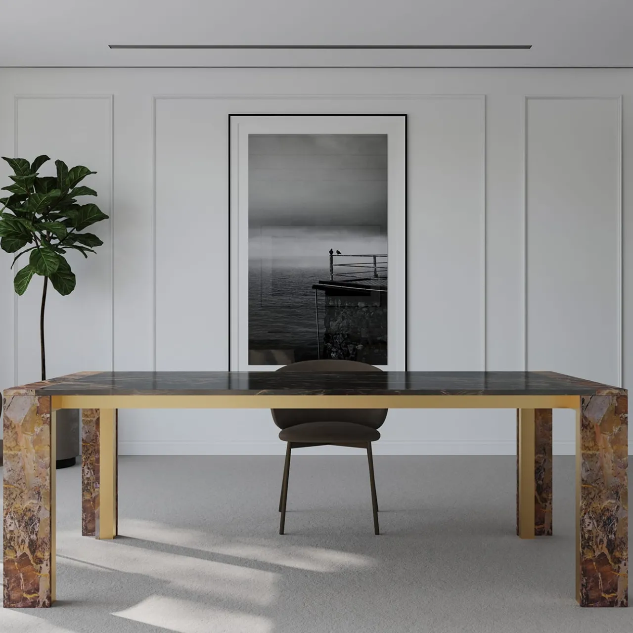 L'Eccesso Dining Tables<Ilan Sahara Brown Marble Dining Table by Paolo Ciacci