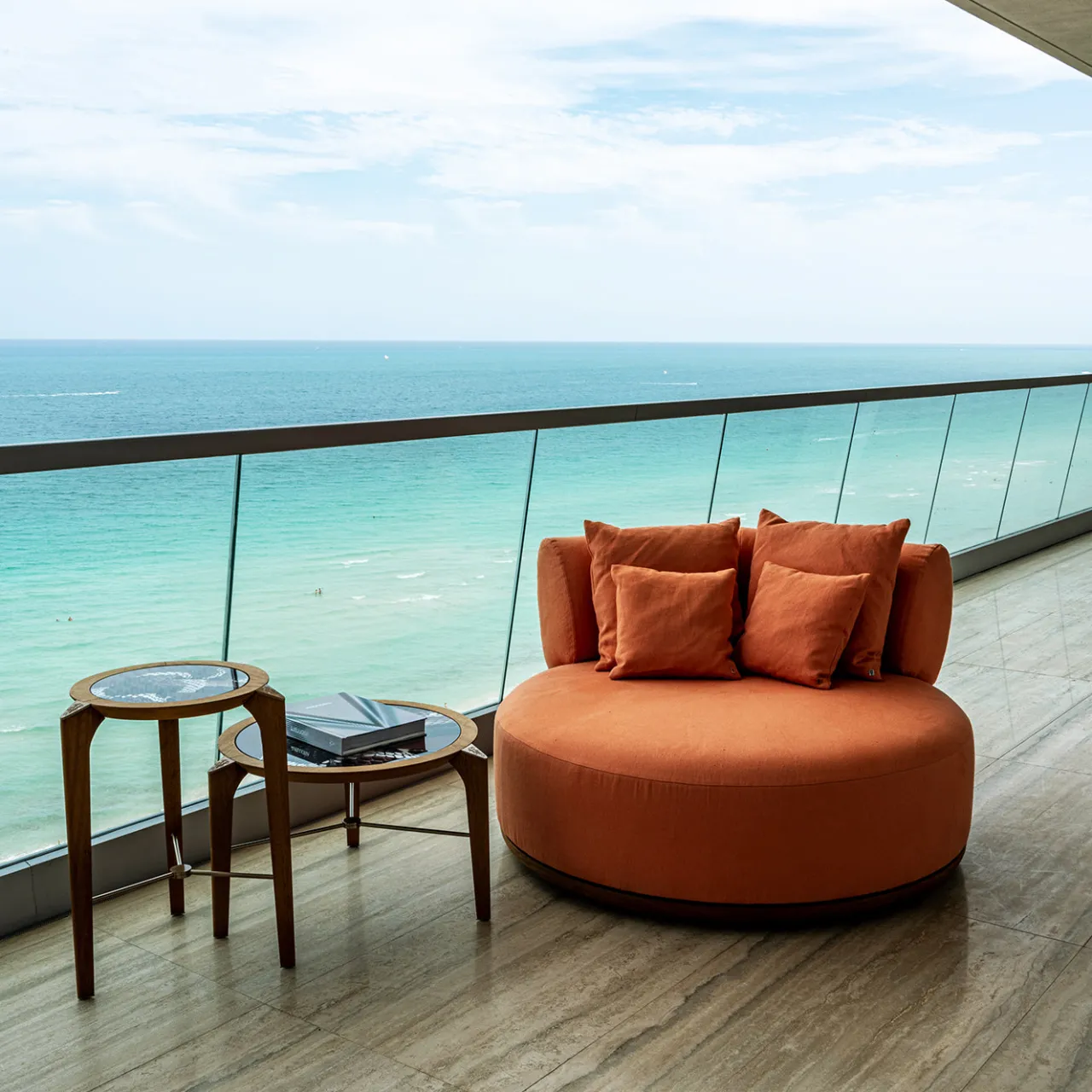 Visionnaire Outdoor Armchairs<Ilario Round Orange fabric Outdoor armchair