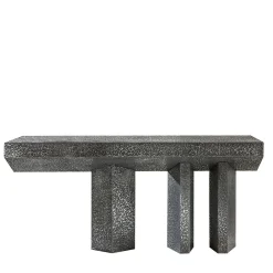 Laura Meroni Consoles<Imperfetto Asymmetrical Three-legged Liquid Metal Tin Console