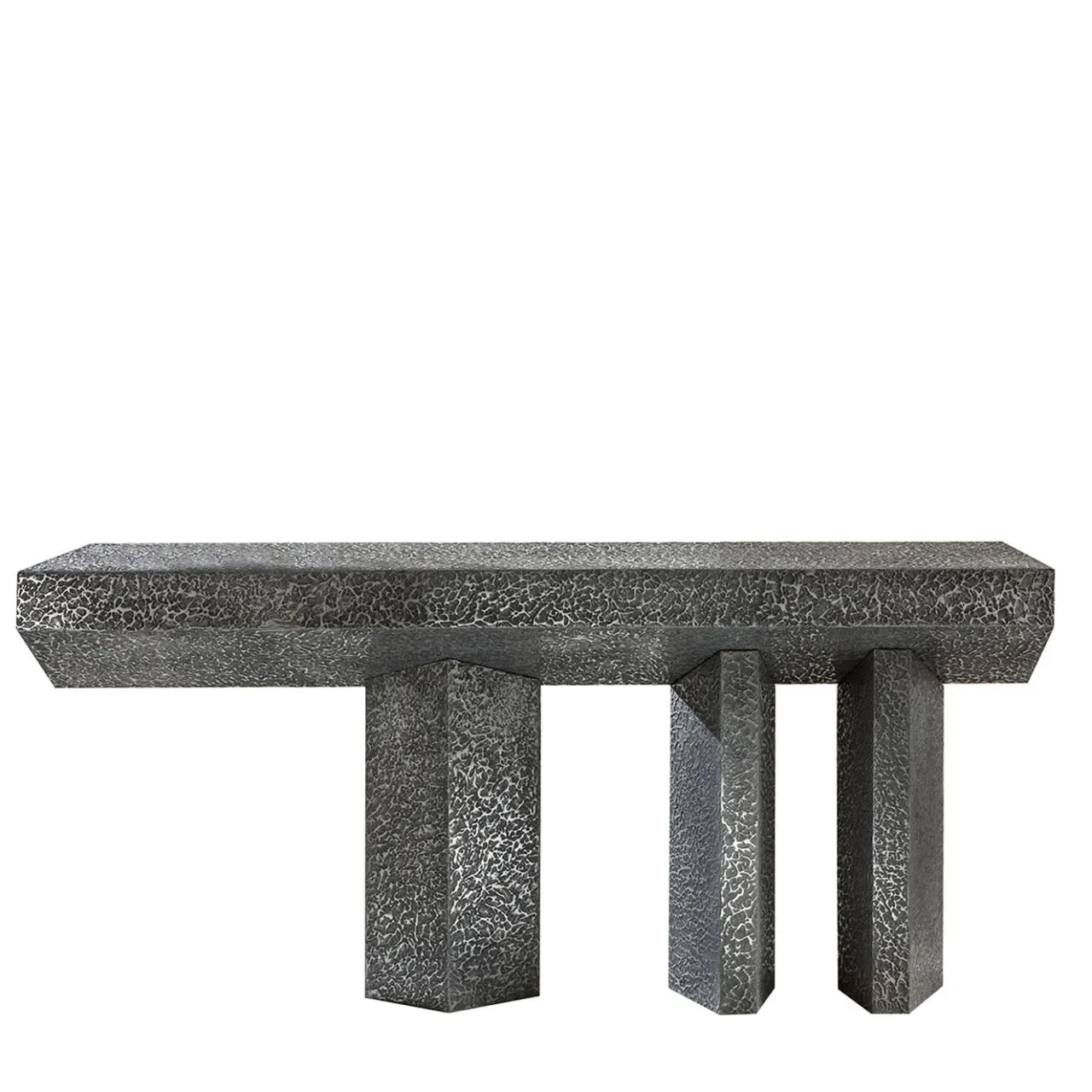 Laura Meroni Consoles<Imperfetto Asymmetrical Three-legged Liquid Metal Tin Console