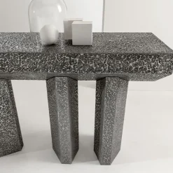 Laura Meroni Consoles<Imperfetto Asymmetrical Three-legged Liquid Metal Tin Console