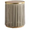 Enrico Pellizzoni Side Tables<Indian Ash Side Table with Gray Leather Fringe