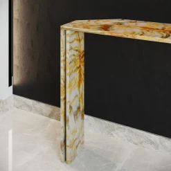L'Eccesso Consoles<Innis Gold Marble Console with metal insert