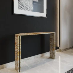 L'Eccesso Consoles<Innis Gold Marble Console with metal insert