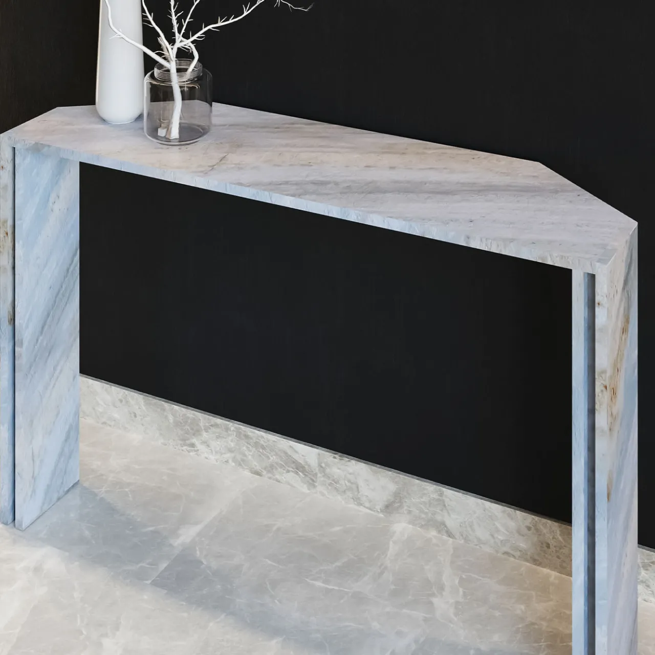 L'Eccesso Consoles<Innis Light Blue Marble With Metal Insert Console