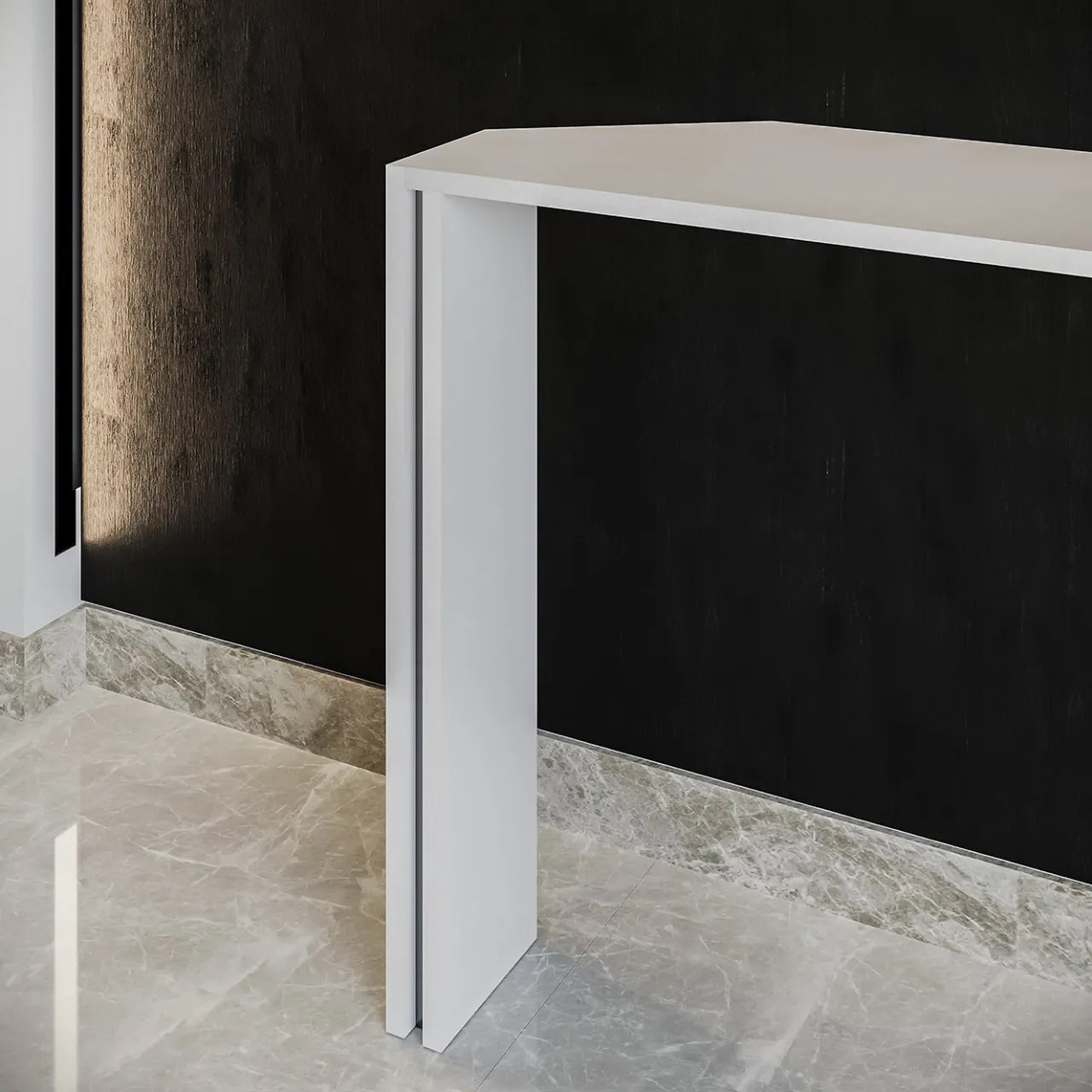 L'Eccesso Consoles<Innis White Marble Console with metal insert
