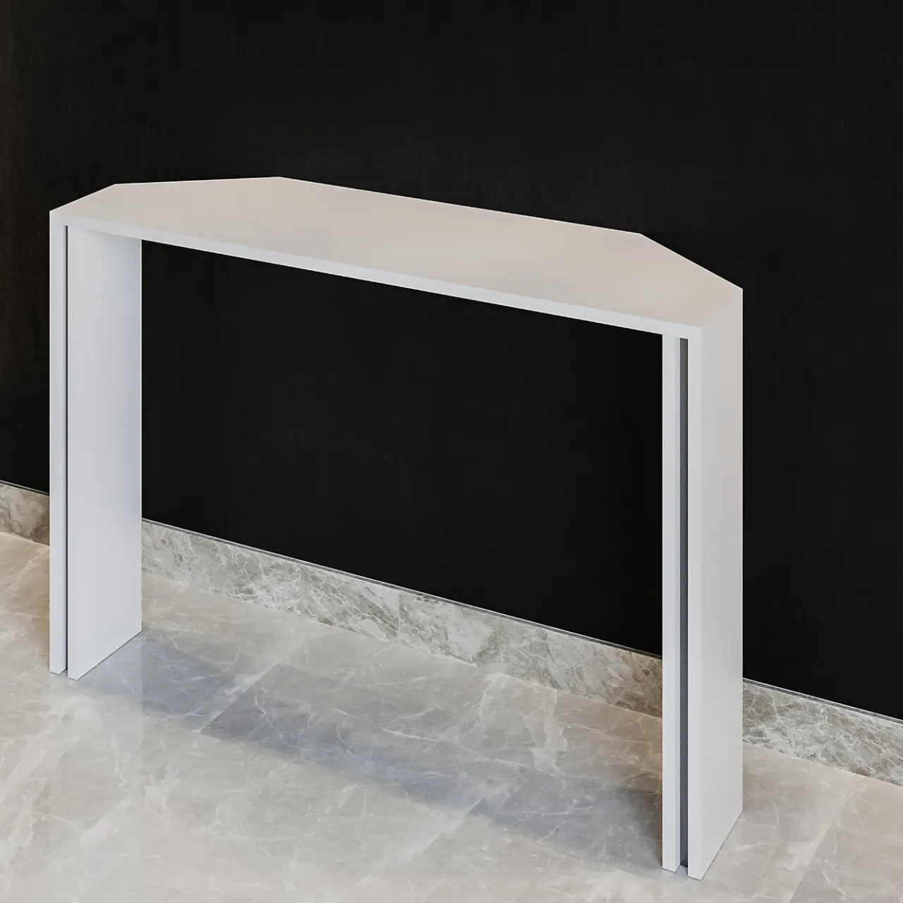 L'Eccesso Consoles<Innis White Marble Console with metal insert