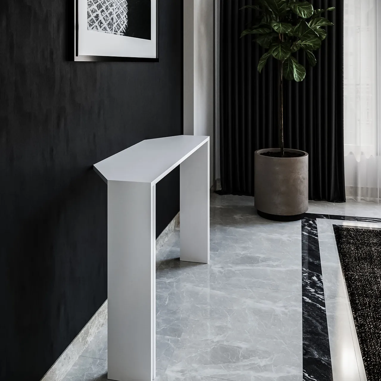 L'Eccesso Consoles<Innis White Marble Console with metal insert