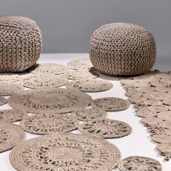 Sitap Carpet Couture Italia Ottomans & Poufs<In&Outdoor Pet Lover Safari Beige Square Pouf
