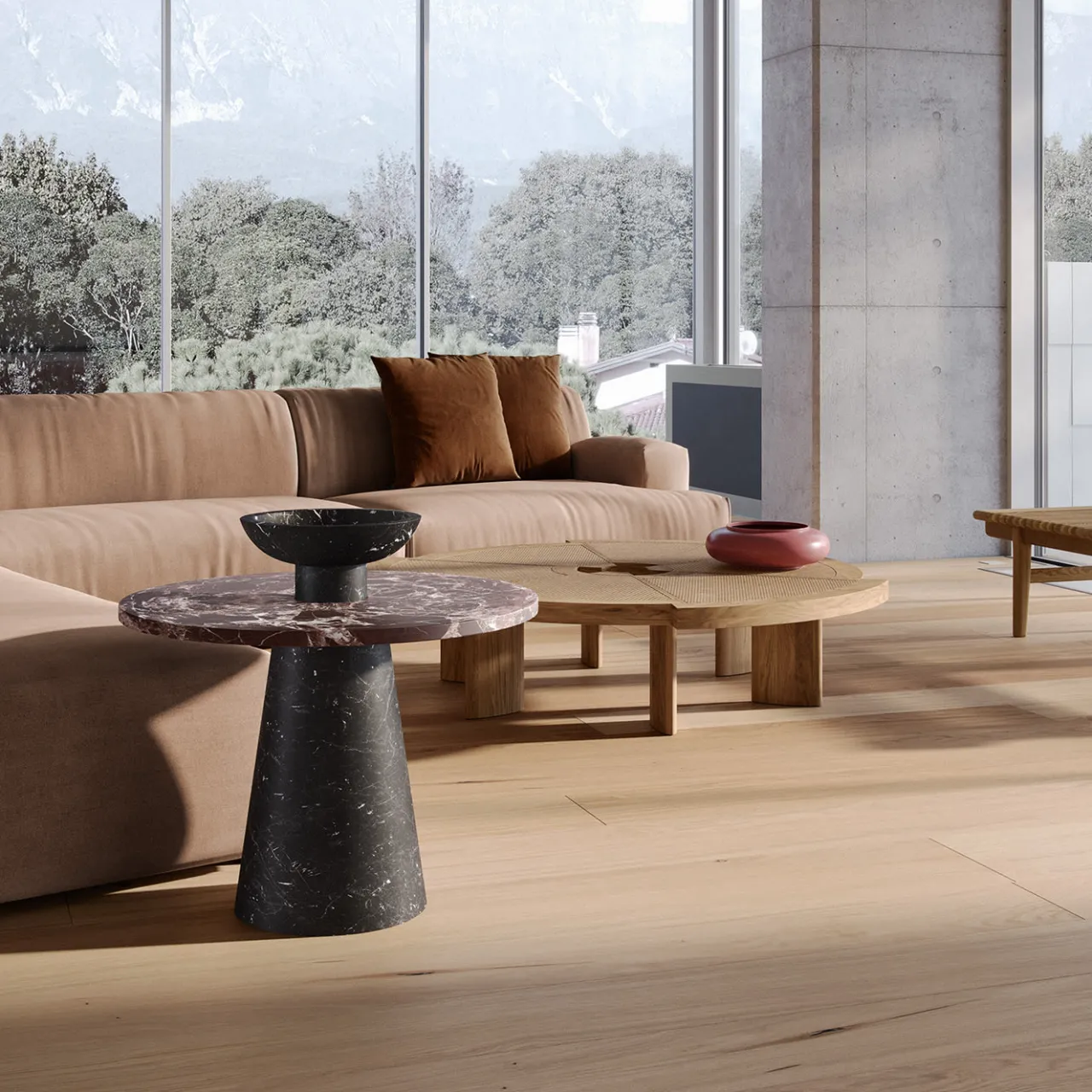 MMairo Side Tables<Inside Out Red/Black Marble Coffee Table by Karen Chekerdjian #2