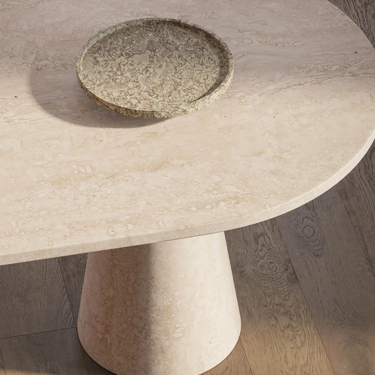 MMairo Dining Tables<Inside Out Travertine stone Large Dining Table by Karen Chekerdjian