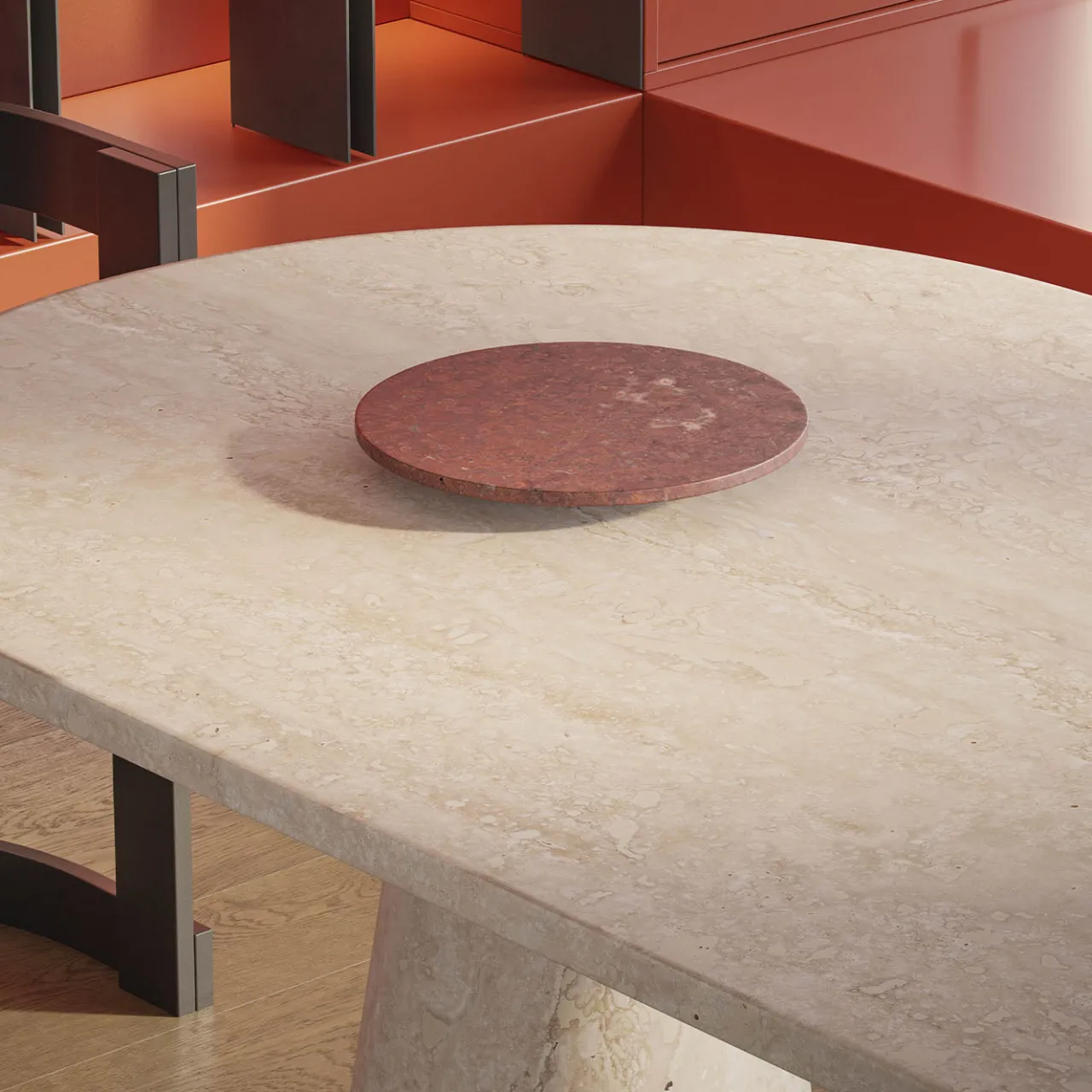 MMairo Dining Tables<Inside Out Travertine stone Large Dining Table by Karen Chekerdjian